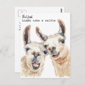 Llama Puns Briefkaart - Lllama neemt een selfie (Voorkant / Achterkant)