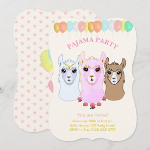 Llama Pyjama Feest Uitnodiging