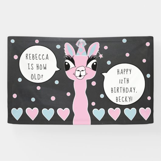 Llama pyjama roze meisjes Sleepover Party Banner (Horizontaal)