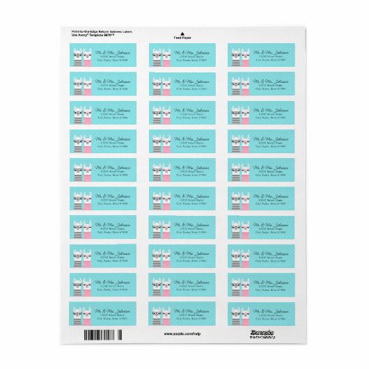 Llama Return Address Labels (Full Sheet)