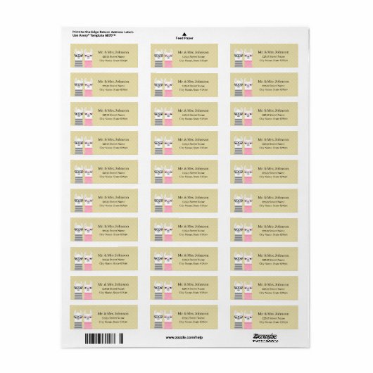 Llama Return Address Labels (Full Sheet)