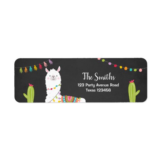 Llama Return Address Labels Fiesta Alpaca Mexican (Voorkant)