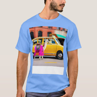 Llama rijden in taxi Happy Llama T-shirt