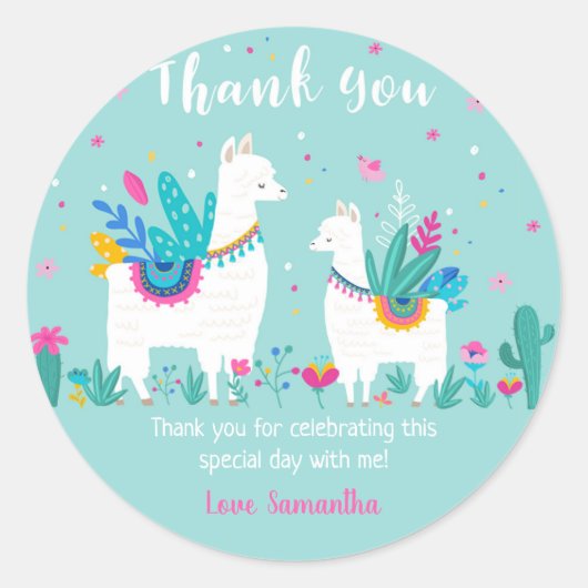 Llama Ronde Favor Sticker (Voorkant)
