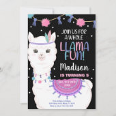 Llama rose Fun Llama Invitations Anniversaire (Devant)