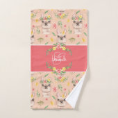 Llama rose mignonne Motif pour Petites Filles Sall (Serviette à main)