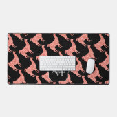 Llama roze koraal Sparkles patroon Monogram zwart Bureaumat (Keyboard & Muis)
