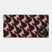 Llama roze koraal Sparkles patroon Monogram zwart Bureaumat (Voorkant)