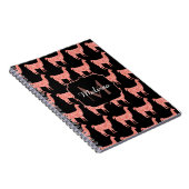Llama roze koraalglitter Sparkles Monogram Notitieboek (Rechterzijde)