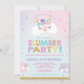 Llama Slumber Party Birthday Invitation Sleepover Kaart (Voorkant)