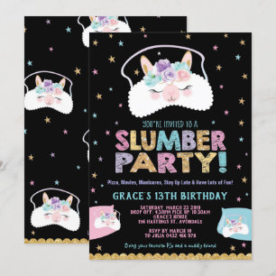 Llama Slumber Party Birthday Invitation Sleepover Kaart