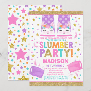Llama Slumber Party Llama Verjaardag Uitnodiging