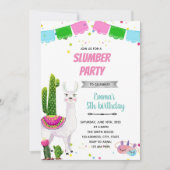 Llama slumber party thema party nodigde kaart (Voorkant)