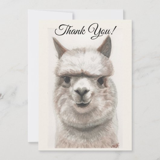 Llama Smiles Merci Carte de note (Devant)