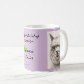 Llama sourit Fun Coffee Mug Tea Cup Joyeux Anniver (Devant droit)