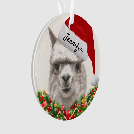 Llama Sourit Votre Nom Et Année Alpaca Noël (devant)
