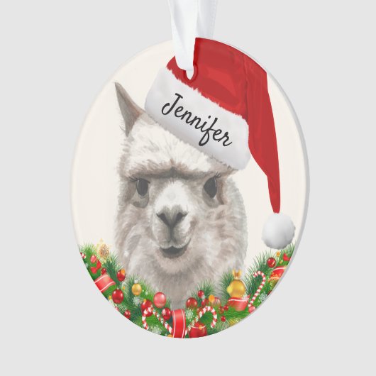 Llama Sourit Votre Nom Et Année Alpaca Noël (devant)
