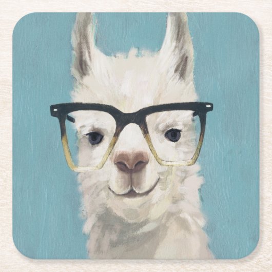 Llama Specs - Square Vierkante Kartonnen Onderzetter (Voorkant)