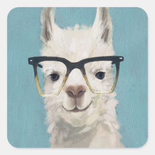 Llama Specs - Square Vierkante Sticker