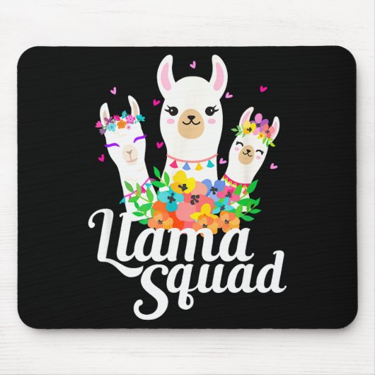 Llama Squad Funny Cute Llama Matching Muismat (Voorkant)