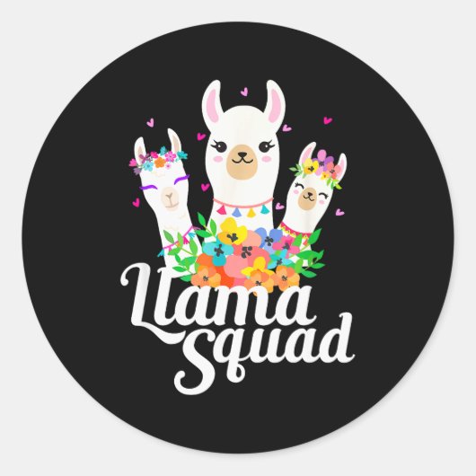 Llama Squad Funny Cute Llama Matching  Ronde Sticker (Voorkant)