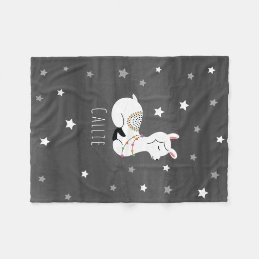 Llama Stars Personalized Fleece Blanket (Voorkant (Horizontaal))