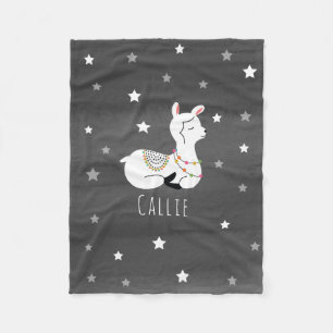 Llama Stars Personalized Fleece Blanket Deken