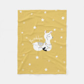 Llama Stars Personalized Yellow Fleece Blanket (Voorkant)