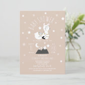 Llama Stars Roze Baby shower Kaart (Staand voorkant)