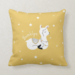Llama Stars Yellow Girl Nursery Kussen