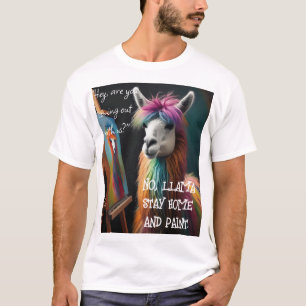 Llama Stay Home & Paint Artist's T-Shirt