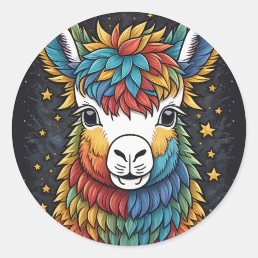 Llama Sticker, rond Ronde Sticker (Voorkant)