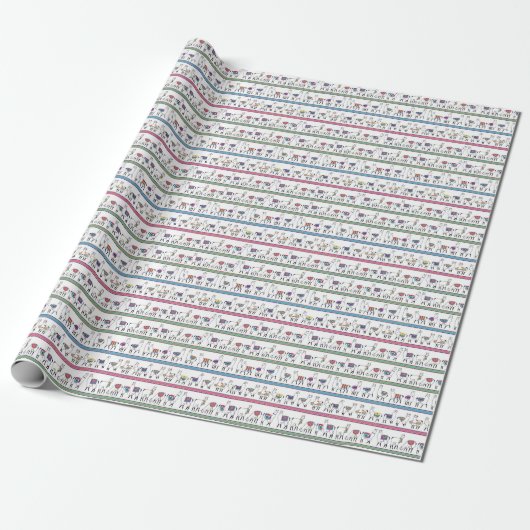 Llama Stripe Pattern Cadeaupapier (Uitgerold)