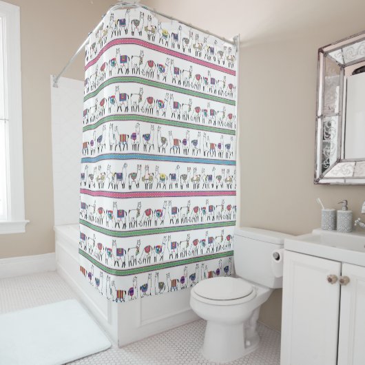 Llama Stripe Pattern Douchegordijn (In situ)