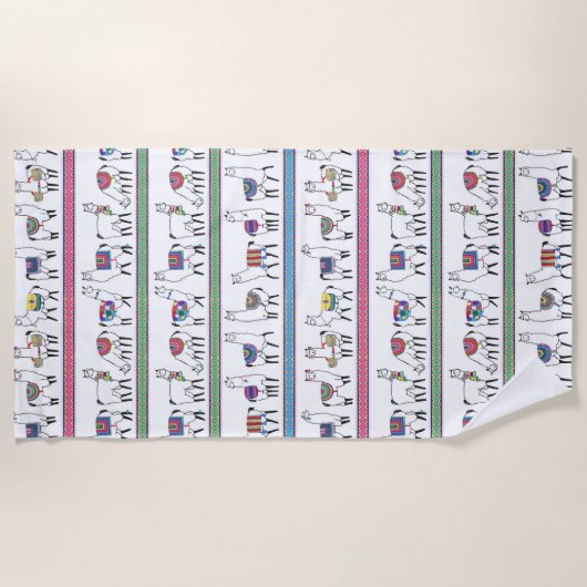 Llama Stripe Pattern Strandlaken (Voorkant)