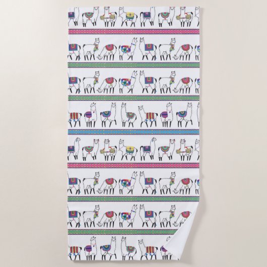 Llama Stripe Pattern Strandlaken (Voorkant)