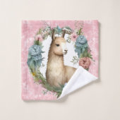 Llama Succulents and Pink Marble Custom Bad Handdoek (Wasdoekje)