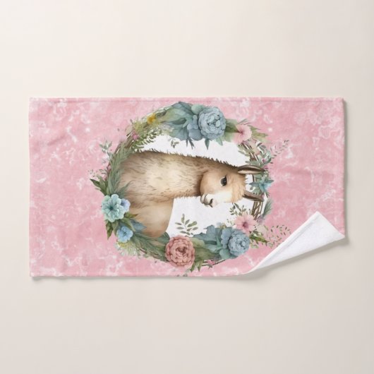 Llama Succulents and Pink Marble Custom Bad Handdoek (Handdoek)