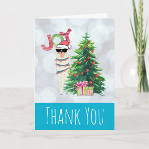 Llama sur Bokeh Argenté et Carte de Noël Merci Ble