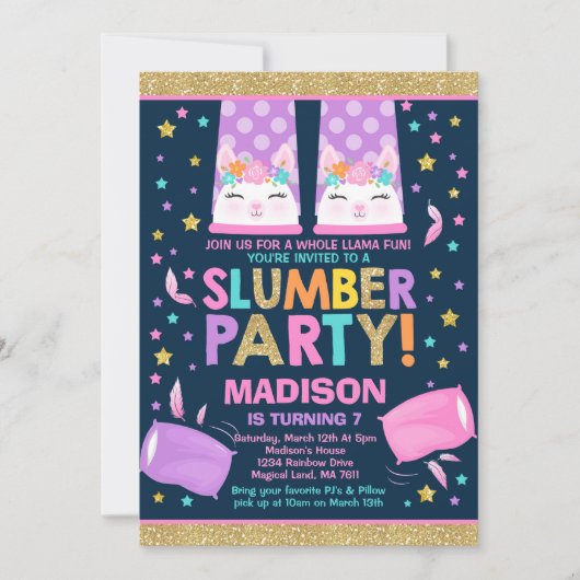 Llama Swood Party Llama Invitation d'anniversaire (Devant)