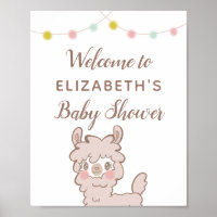 Llama Thème Baby shower Affiche de bienvenue