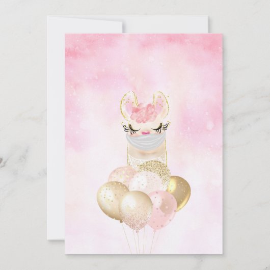 Llama Tout âge Anniversaire Invitation (Dos)