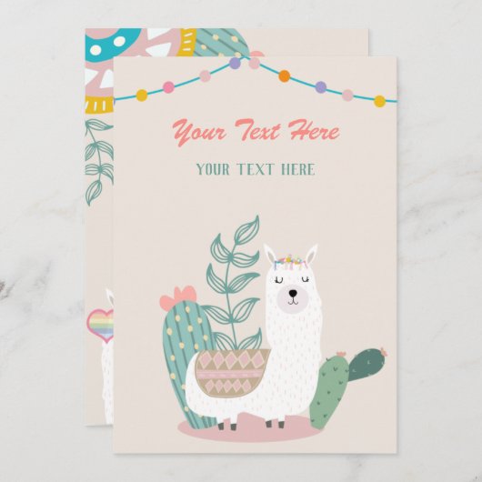 Llama Tout Événement Invitation (Devant / Derrière)