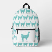 Llama turquoise glitter glinstert patroon wit bedrukte rugzak (Voorkant)