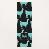 Llama Turquoise glitter Sparkles Monogram Yogamat (Voorkant)