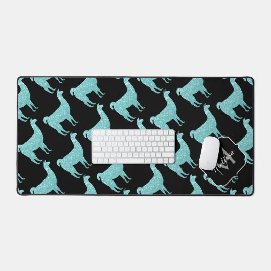 Llama turquoise Sparkles motif Monogramme (Clavier et souris)