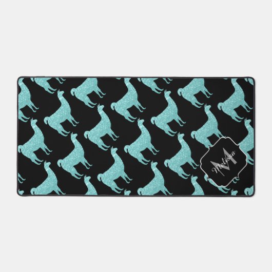 Llama turquoise Sparkles motif Monogramme (Recto)