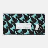 Llama turquoise Sparkles patroon Monogram Bureaumat (Keyboard & Muis)