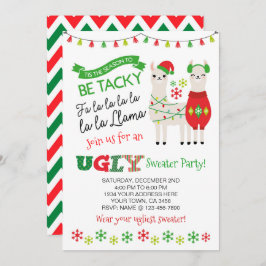 Llama Ugly Sweater Party Invite Kaart