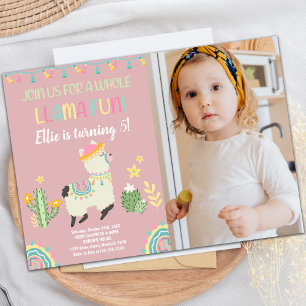 Llama-uitnodigingen met foto kaart